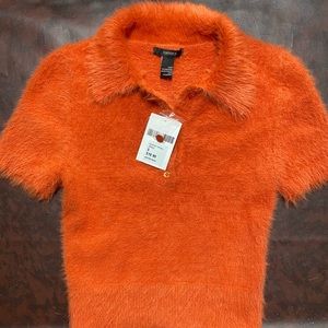 (S) Forever 21 Orange Fur Crop Top